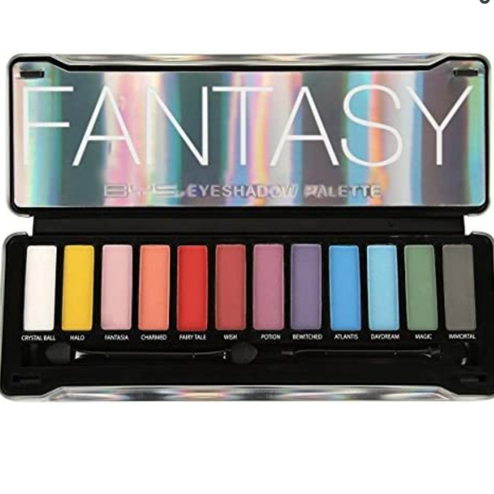 BYS Fantasy Matte Neon Eyeshadow Palette with Mirror and Double Ended Applicator
